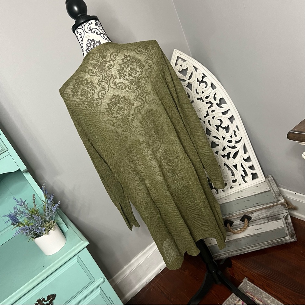 Eileen Fisher Hemp Open Front Longline Duster Cardigan Size 1X Hunter Green - Picture 6 of 10